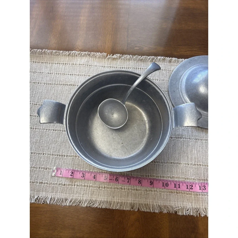 Vintage Carson Freeport Pewter Soup Tureen with Ladle 2 Quart